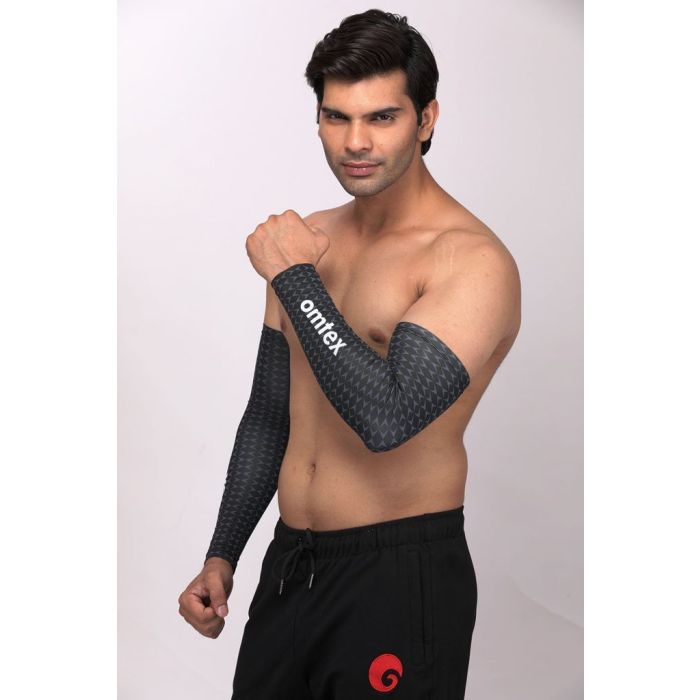 omtex Compression Arm Sleeves For Men - Black Stone