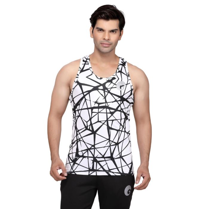 omtex Criss Cross White - Sublimated Gym Tank
