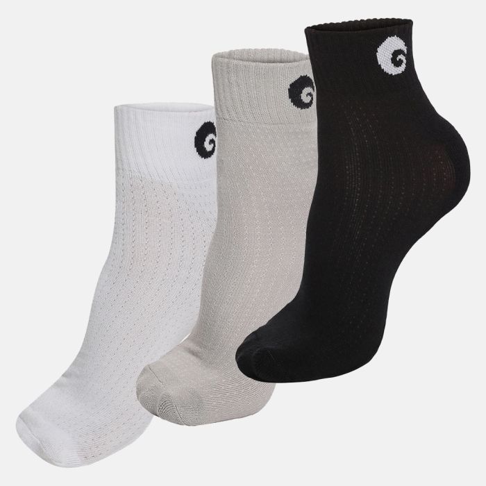 Performance Socks White Grey Black Ankle Size Pack of 3
